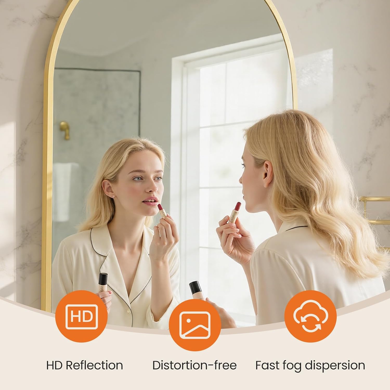Arched Gold Bathroom Mirror 20 x 30 Inch with Metal Frame