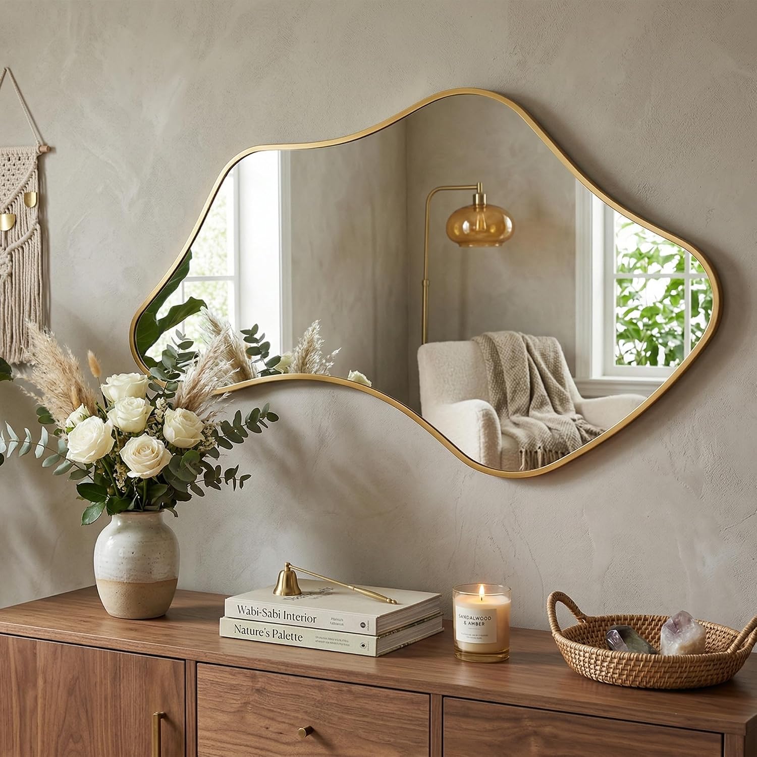 Asymmetrical Frameless Wall Mirror, Irregular Shape