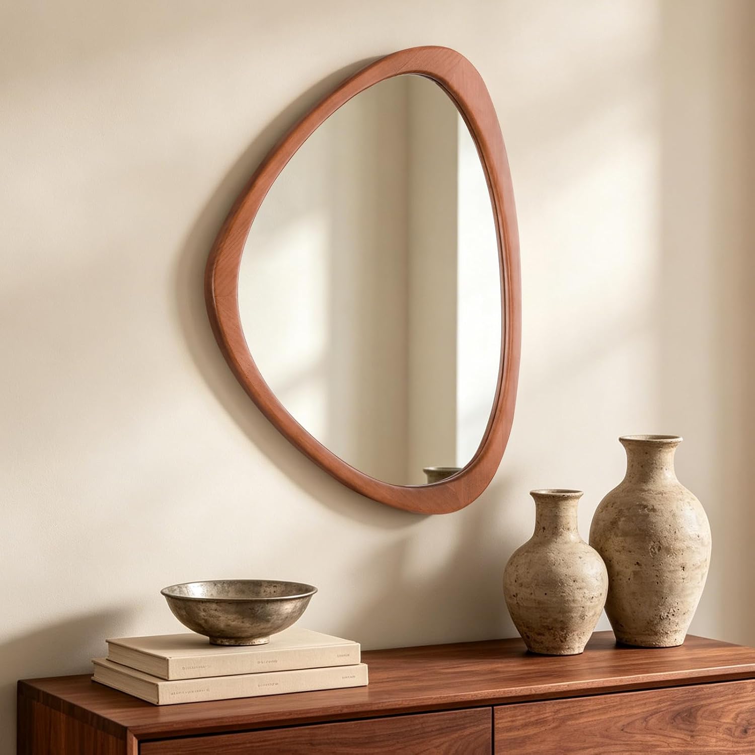 Asymmetrical Solid Wood Wall Mirror