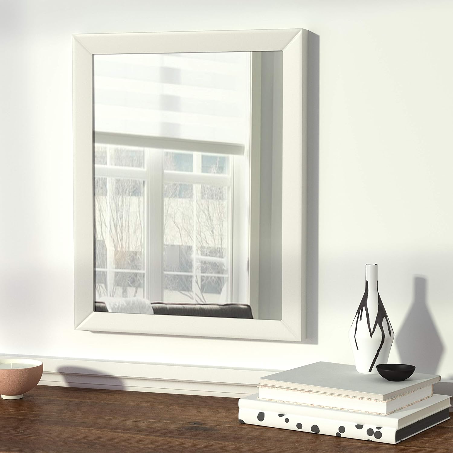 Rectangular Wall Mount Mirror 16 x 20 Inch in White Trim