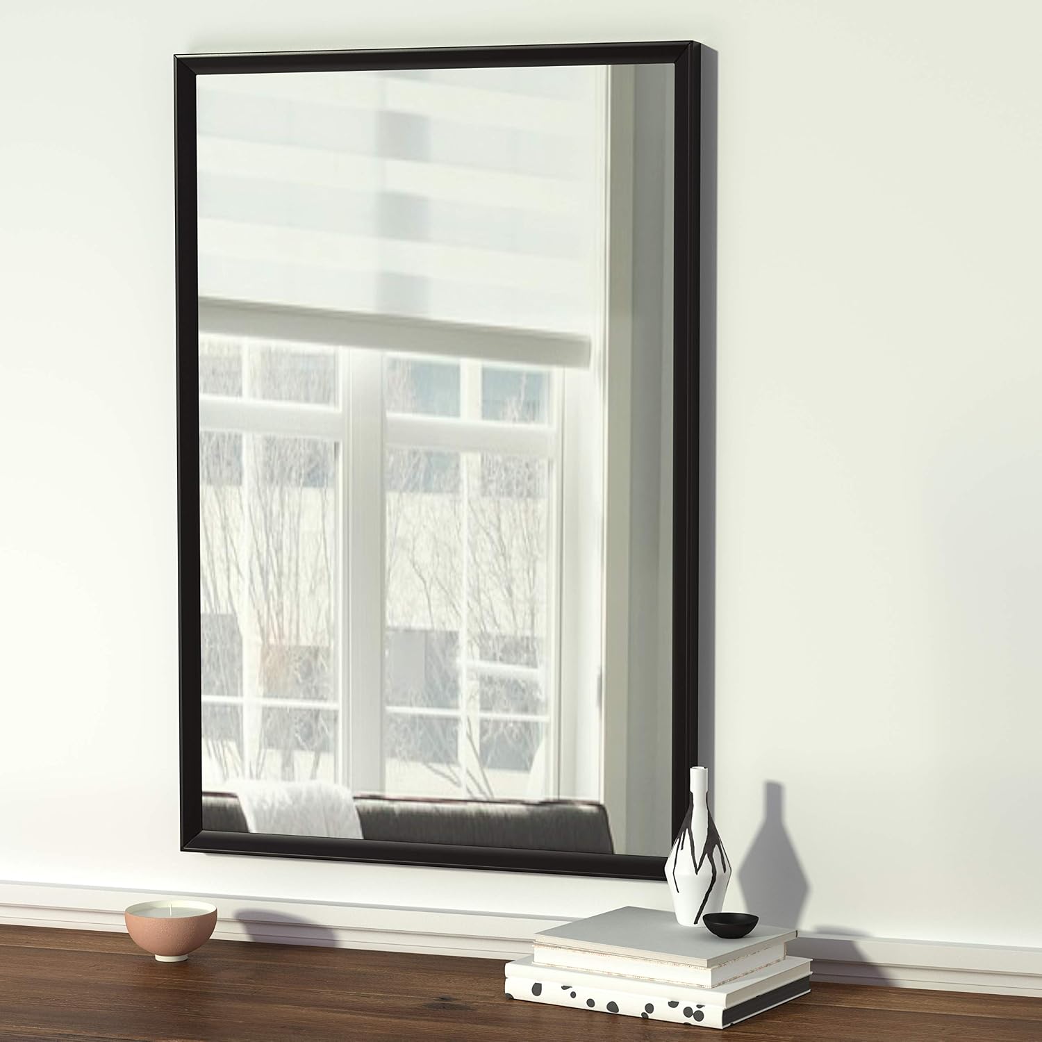 Rectangular Wall Mount Mirror 24 x 36 Inch in Black Trim